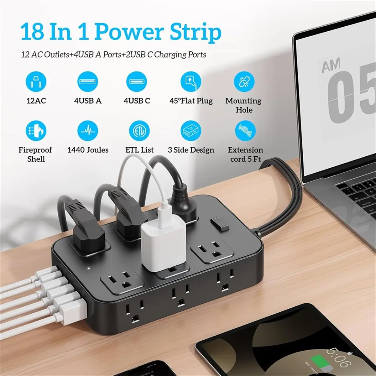 Умный сетевой фильтр-удлинитель Digital Essentials с 12 розетками переменного тока, 6 портами USB, зарядная станция для стен и столов, вилка стандарта США
Умный сетевой фильтр-удлинитель Digital Essentials с 12 розетками переменного тока, 6 портами USB, зарядная станция для стен и столов, вилка стандарта США