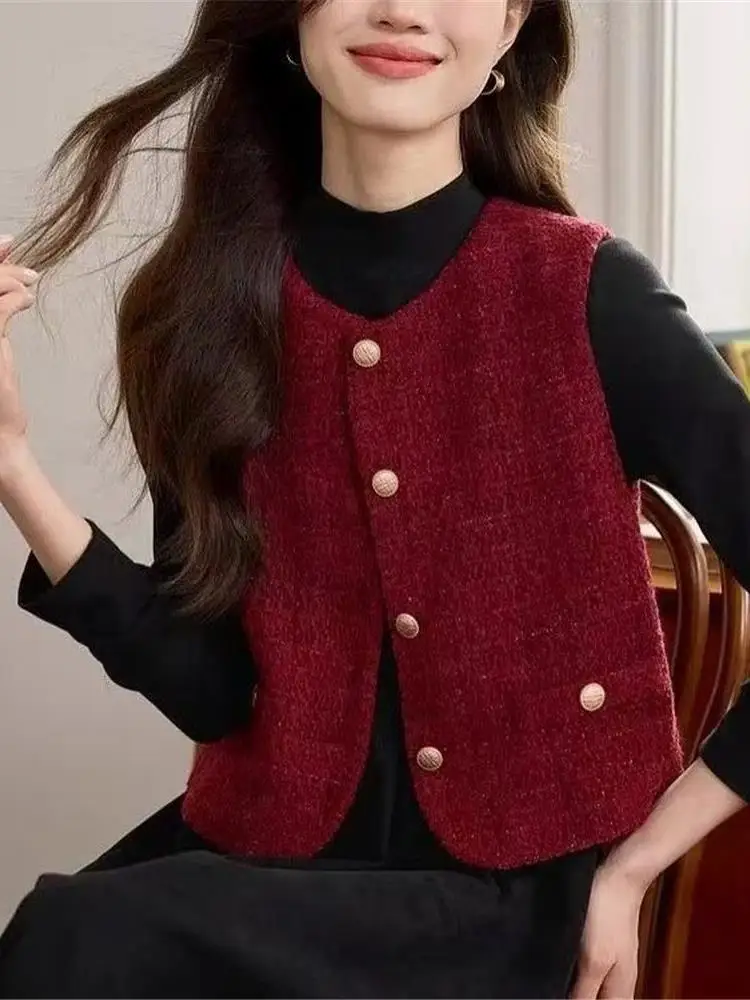 Красный новогодний твидовый жилет Svel Thi, модная верхняя одежда, женское пальто серии, полиэфирное волокно 00%
Красный новогодний твидовый жилет Svel Thi, модная верхняя одежда, женское пальто серии, полиэфирное волокно 00%