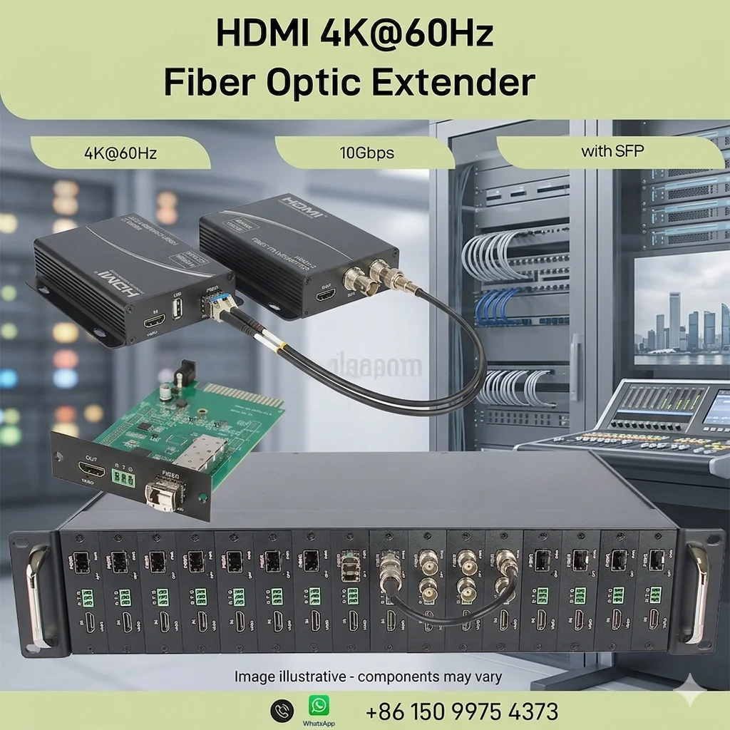 HDMI 4K@60Hz Fiber Extender 10Gbps LC Single Mode 10KM, USB KVM + RS232, EDID Pass-through
HDMI 4K@60Hz Fiber Extender 10Gbps LC Single Mode 10KM, USB KVM + RS232, EDID Pass-through