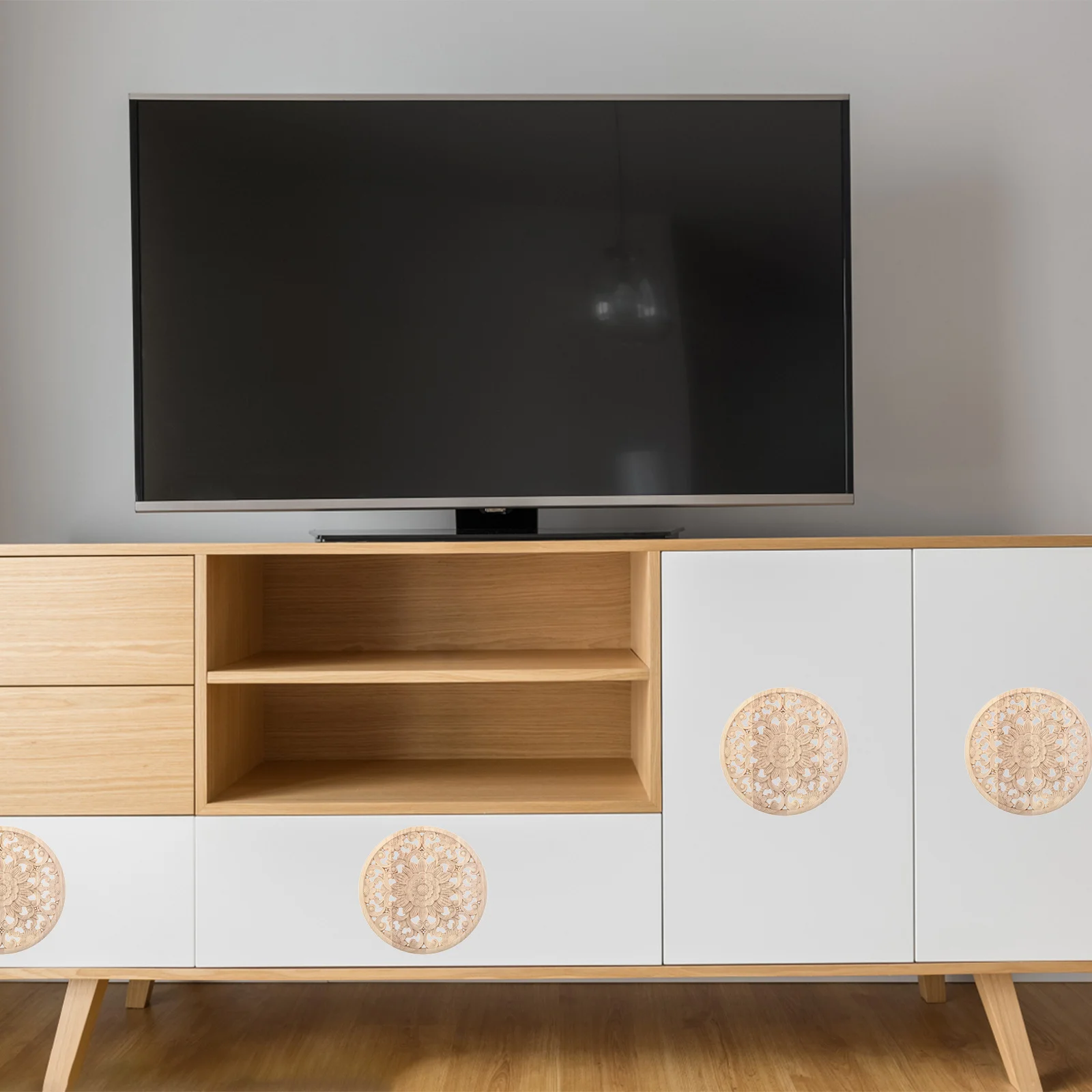 1Pcs Elegant Wooden Carving Applique Round Wood Decal for Doors Cabinets Furniture Beds Windows Mirrors Wall Art Decoration Wood
1Pcs Elegant Wooden Carving Applique Round Wood Decal for Doors Cabinets Furniture Beds Windows Mirrors Wall Art Decoration Wood