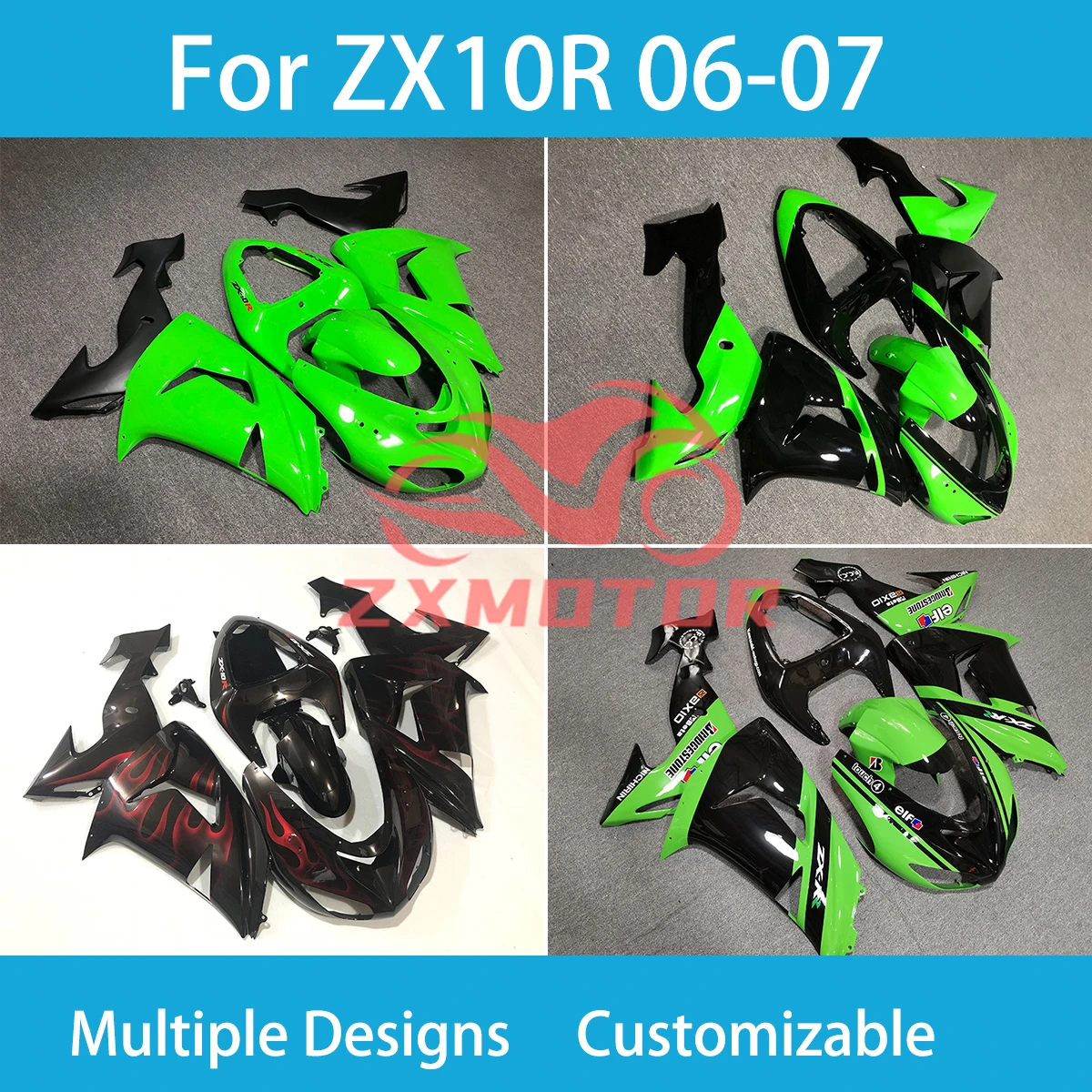 ZX10R 06 07 Prime Fairing Kit for Kawasaki ZX 10R 2006 2007 Motorcycle Customized ABS Plastic High Quality Fairing Kit
ZX10R 06 07 Prime Fairing Kit for Kawasaki ZX 10R 2006 2007 Motorcycle Customized ABS Plastic High Quality Fairing Kit