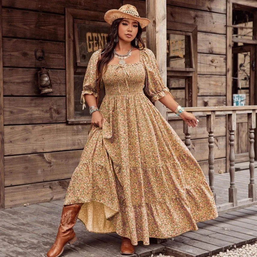 Summer Women's Dress Floral Print Square Neck Pleated Dresses Cap Sleeve Maxi Dress Puffed Sleeve Tiered Skirt Casual Dress
Summer Women's Dress Floral Print Square Neck Pleated Dresses Cap Sleeve Maxi Dress Puffed Sleeve Tiered Skirt Casual Dress