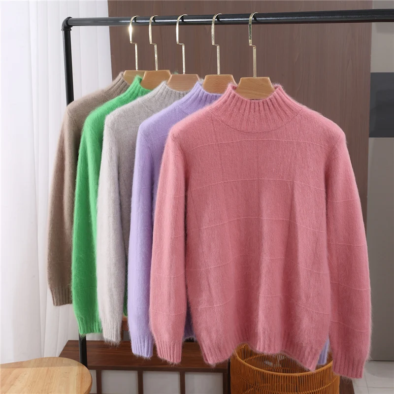 Pullover Warm Soft Sweater Casual Loose Women's Mock Neck Autumn Winter Long sleeves 100% Mink Cashmere Exquisite Clothing Tops
Pullover Warm Soft Sweater Casual Loose Women's Mock Neck Autumn Winter Long sleeves 100% Mink Cashmere Exquisite Clothing Tops
