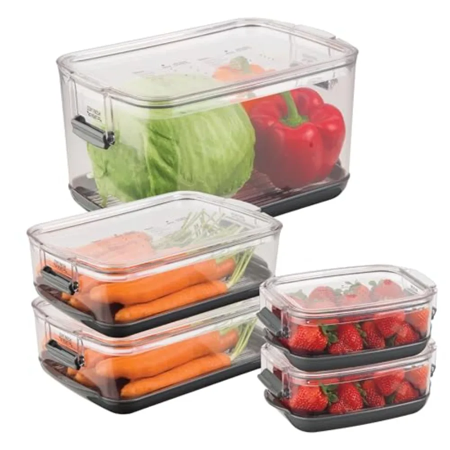 International Prepworks ProKeeper Food Fresh Produce Storage Container Set 5- Piece Clear Containers with Gray Sealed Tight Lid
International Prepworks ProKeeper Food Fresh Produce Storage Container Set 5- Piece Clear Containers with Gray Sealed Tight Lid