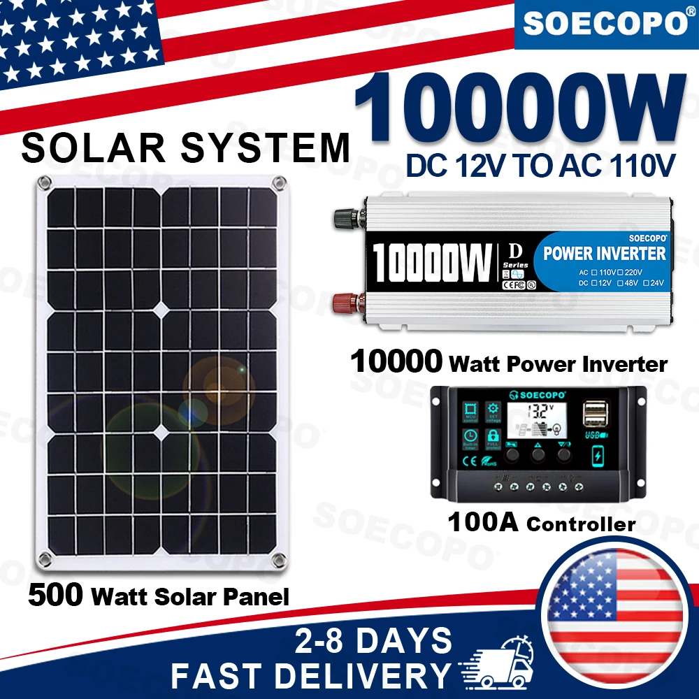 (Склад в США) Комплект солнечного генератора 10000 Вт (пиковая мощность) с панелью 500 Вт, инвертором 12В/110В, контроллером 100А для фотоэлектрических систем, автомобиля, дома, автофургона
(Склад в США) Комплект солнечного генератора 10000 Вт (пиковая мощность) с панелью 500 Вт, инвертором 12В/110В, контроллером 100А для фотоэлектрических систем, автомобиля, дома, автофургона