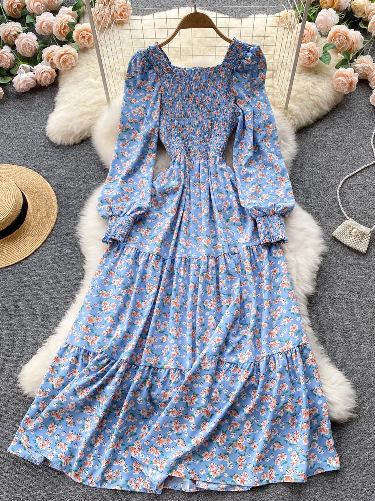 French Floral Vintage Elegant High Waist Slim A-line Dress Spring Square Neck Lantern Sleeve Party Vacation Long Robe Vestidos
French Floral Vintage Elegant High Waist Slim A-line Dress Spring Square Neck Lantern Sleeve Party Vacation Long Robe Vestidos