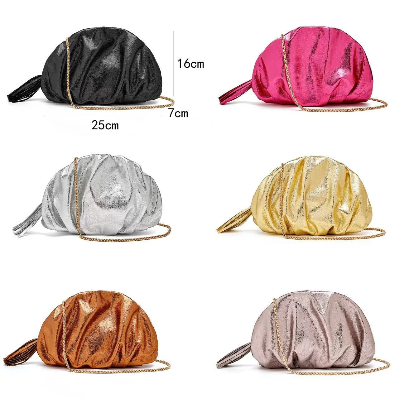 2026 Новая женская сумка через плечо с цепочкой, однотонная сумка из искусственной кожи, модный дизайн, большая вместительная сумка с золотым облаком, плиссированная сумка на одно плечо
2026 Новая женская сумка через плечо с цепочкой, однотонная сумка из искусственной кожи, модный дизайн, большая вместительная сумка с золотым облаком, плиссированная сумка на одно плечо