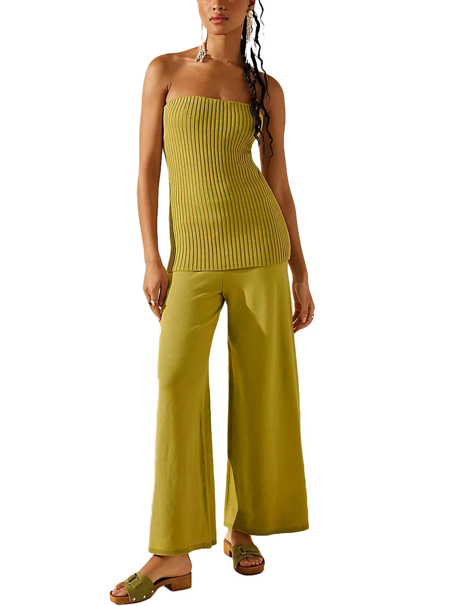 Women s Elegant Ribbed Tube Top and Wide Leg Pants Set - Off Shoulder Strapless Y2K Suit for Summer Outfits
Women s Elegant Ribbed Tube Top and Wide Leg Pants Set - Off Shoulder Strapless Y2K Suit for Summer Outfits