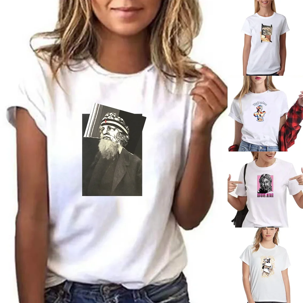T-shirt Summer Women Fashion Sculpture Printed O-neck T-Shirt Harajuku Short Sleeves Female Trend Comfortable Clothes Pullover
T-shirt Summer Women Fashion Sculpture Printed O-neck T-Shirt Harajuku Short Sleeves Female Trend Comfortable Clothes Pullover