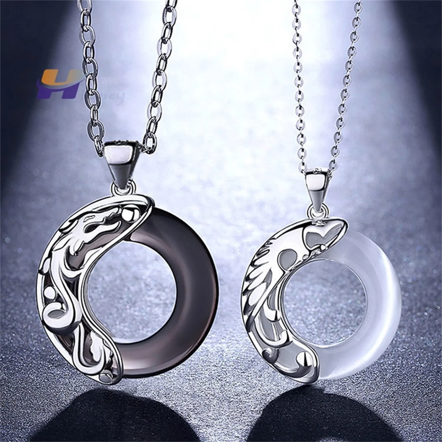 Valentine's Day Hip Hop Safe Buckle Men Women Necklace Couple Personality Sterling Silver Pendant Dragon Phoenix Jade Jewellery
Valentine's Day Hip Hop Safe Buckle Men Women Necklace Couple Personality Sterling Silver Pendant Dragon Phoenix Jade Jewellery