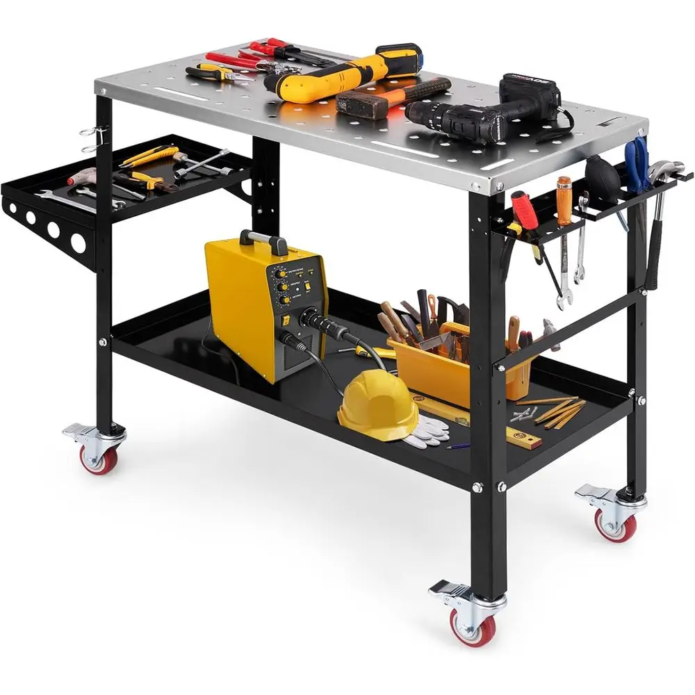 Sturdy 36x18 Welding Table with 1200 lbs Capacity, Lockable Wheels, Tool Rack, and Nozzle Holders for Workshop Use
Sturdy 36x18 Welding Table with 1200 lbs Capacity, Lockable Wheels, Tool Rack, and Nozzle Holders for Workshop Use