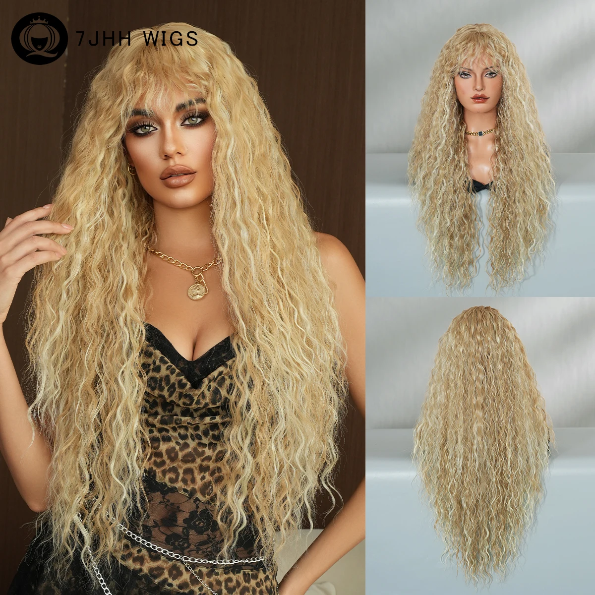7JHH WIGS Long Curly Wave Blonde Highlight White for Women High Density Synthetic Modest Fashion Wear and Go Wigs with Neat Bang
7JHH WIGS Long Curly Wave Blonde Highlight White for Women High Density Synthetic Modest Fashion Wear and Go Wigs with Neat Bang