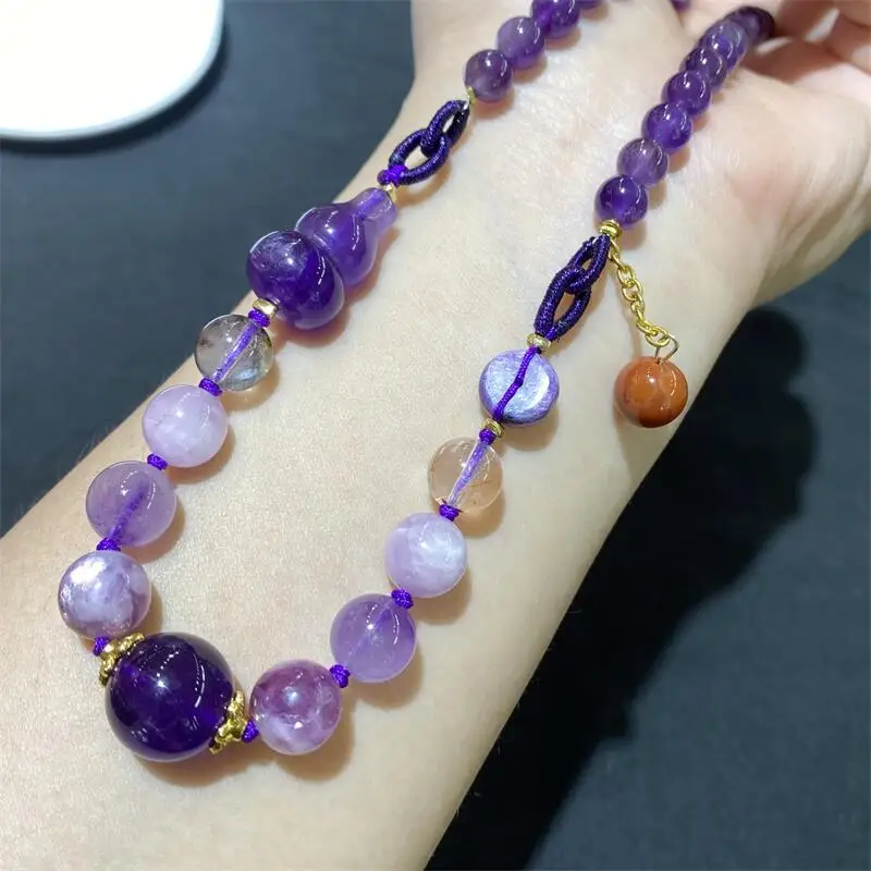 Natural Purple Crystal Quartz Necklace Fashion Reiki Gemstone Bracelets Jewelry Couple Holiday Gift 1PCS
Natural Purple Crystal Quartz Necklace Fashion Reiki Gemstone Bracelets Jewelry Couple Holiday Gift 1PCS