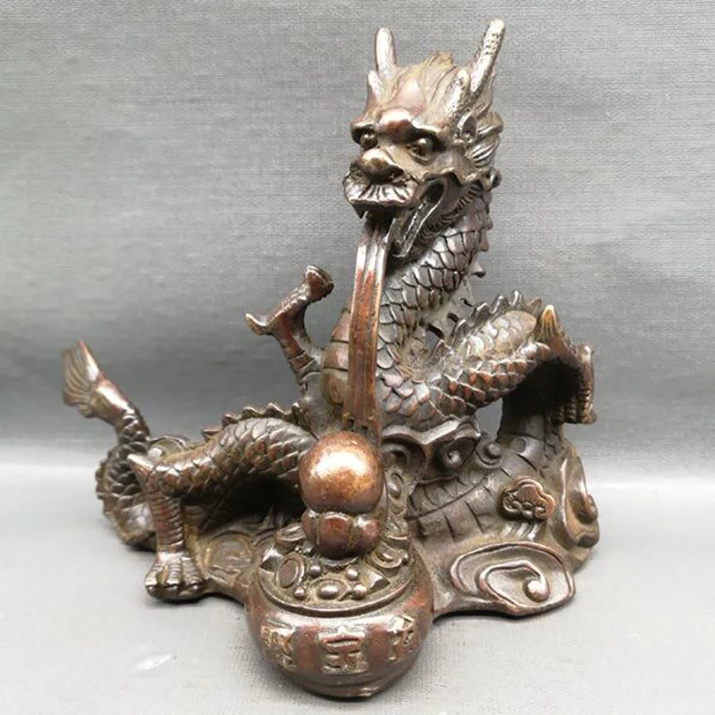 Antique collectible brass playing with pearls home living room decoration vintage copper zodiac dragon ornament craft
Antique collectible brass playing with pearls home living room decoration vintage copper zodiac dragon ornament craft