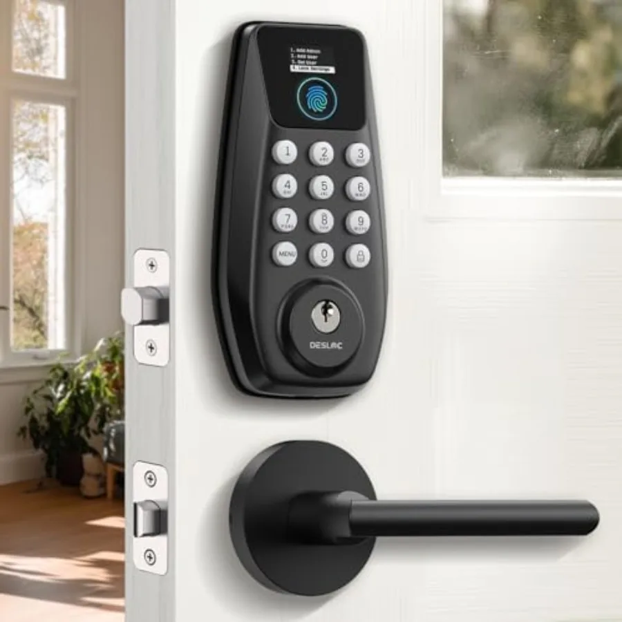 C110 Fingerprint Keyless Entry Door Locks Front Door Smart Lock Deadbolt with 2 Lever Handles Auto-Lock Backlit Keypad 1
C110 Fingerprint Keyless Entry Door Locks Front Door Smart Lock Deadbolt with 2 Lever Handles Auto-Lock Backlit Keypad 1
