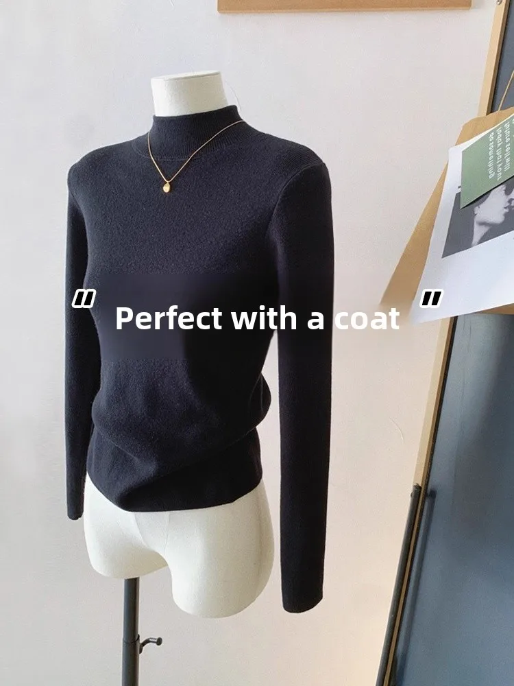 Black Mid-Neck Knitted Base Shirt Women Winter Coat Inner Wear Outerwear Slim Fit Spring Autumn Half High Collar Fashionable ...
Black Mid-Neck Knitted Base Shirt Women Winter Coat Inner Wear Outerwear Slim Fit Spring Autumn Half High Collar Fashionable ...