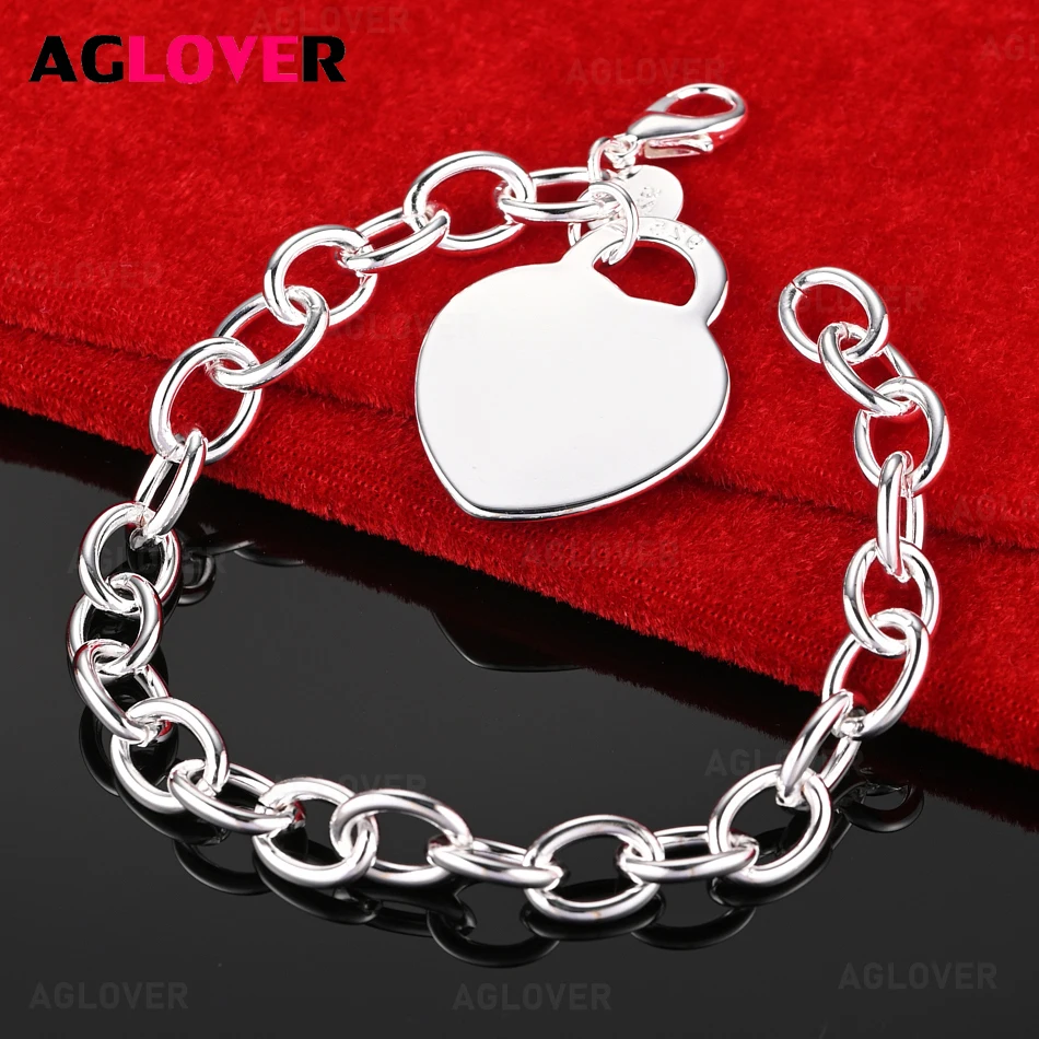 AGLOVER 925 Sterling Silver Heart Pendant Bracelet Women Charm Fashion Wedding Jewelry
AGLOVER 925 Sterling Silver Heart Pendant Bracelet Women Charm Fashion Wedding Jewelry