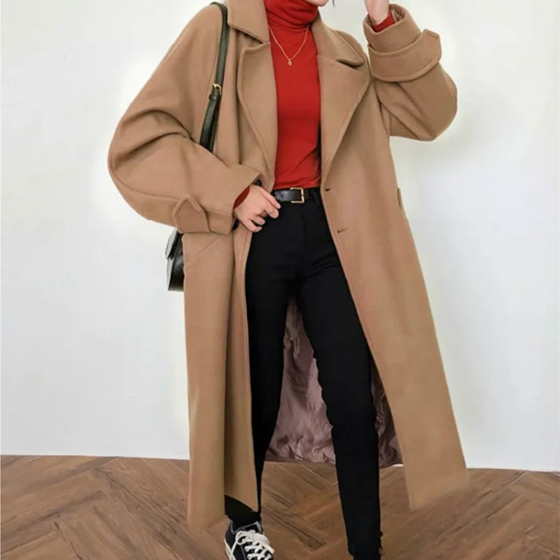 Female Korean Women's Black Wool Coat 2022 Autumn and Winter New Wool Coat Female Fashion Long Loose Ladies Fashion Jacket
Female Korean Women's Black Wool Coat 2022 Autumn and Winter New Wool Coat Female Fashion Long Loose Ladies Fashion Jacket