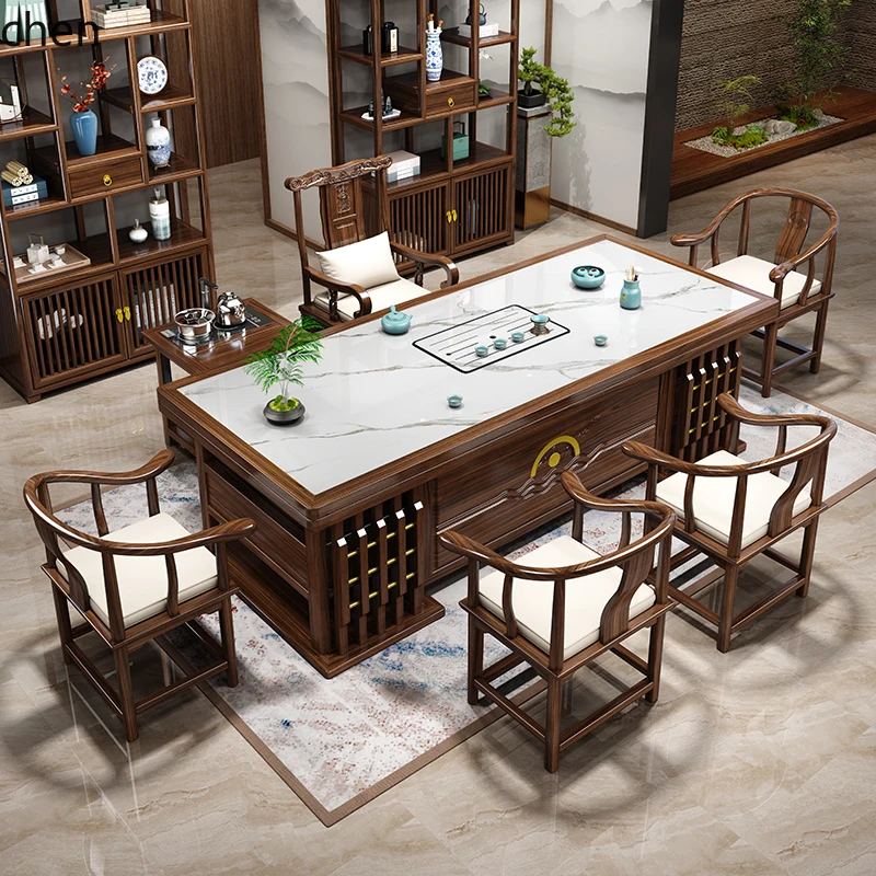 HXL new Chinese rock slab table and chair combination living room home office solid wood tea table set integrated
HXL new Chinese rock slab table and chair combination living room home office solid wood tea table set integrated