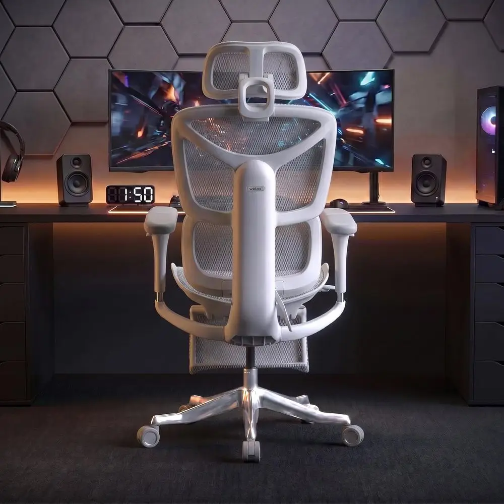 Ergonomic Mesh Office Chair with Footrest, 6D Armrests, Lumbar Support, Adjustable Seat Depth and Height, White
Ergonomic Mesh Office Chair with Footrest, 6D Armrests, Lumbar Support, Adjustable Seat Depth and Height, White