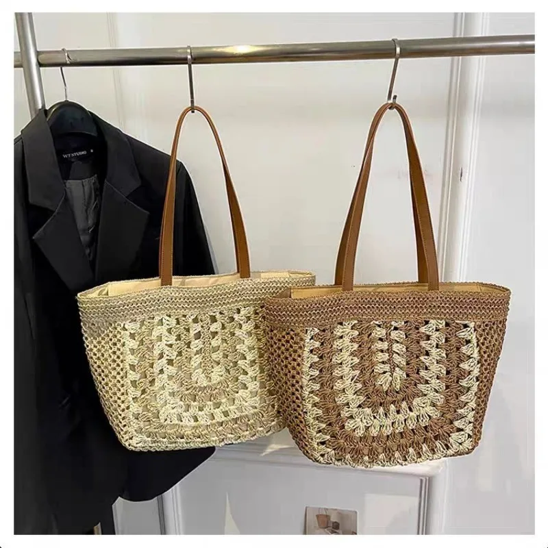 1 шт. Большая вместительная сумка из плетеной соломки с вырезами, модная пляжная сумка-тоут, повседневная сумка через плечо для женщин
1 шт. Большая вместительная сумка из плетеной соломки с вырезами, модная пляжная сумка-тоут, повседневная сумка через плечо для женщин