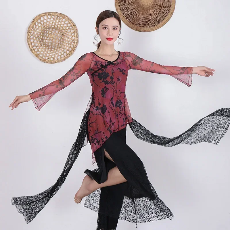 Women Oriental Classical Dance Dress Ladies Chinese Cheongsam Shirt Hanfu Tops Pants 2 Pcs Autumn Dancing Practice Clothing
Women Oriental Classical Dance Dress Ladies Chinese Cheongsam Shirt Hanfu Tops Pants 2 Pcs Autumn Dancing Practice Clothing