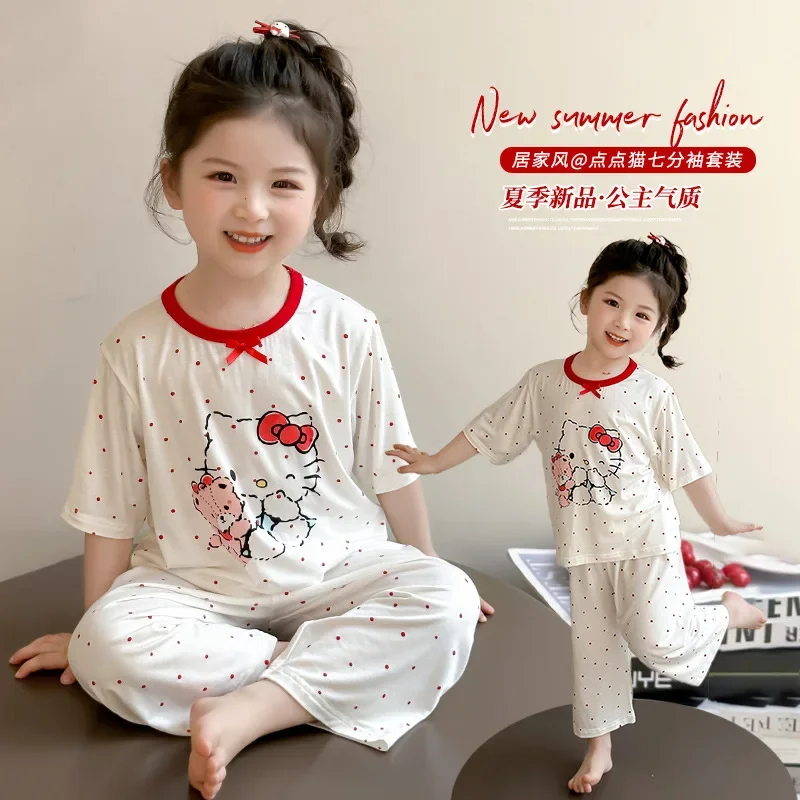 Hello Kittys Girl Pajamas Set Summer Sanrios Student Pajamas Sleepwear Thin Cartoon Home Clothing Kawaii Cartoon Loungewear
Hello Kittys Girl Pajamas Set Summer Sanrios Student Pajamas Sleepwear Thin Cartoon Home Clothing Kawaii Cartoon Loungewear