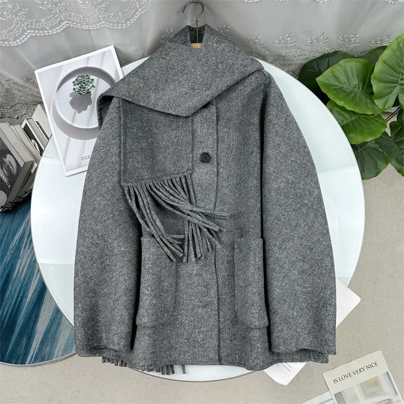 Пальто McSystem Tassel из двусторонней шерсти, повседневное женское пальто на одной пуговице, с шарфом, большое, зимнее, новый стиль, модное
Пальто McSystem Tassel из двусторонней шерсти, повседневное женское пальто на одной пуговице, с шарфом, большое, зимнее, новый стиль, модное