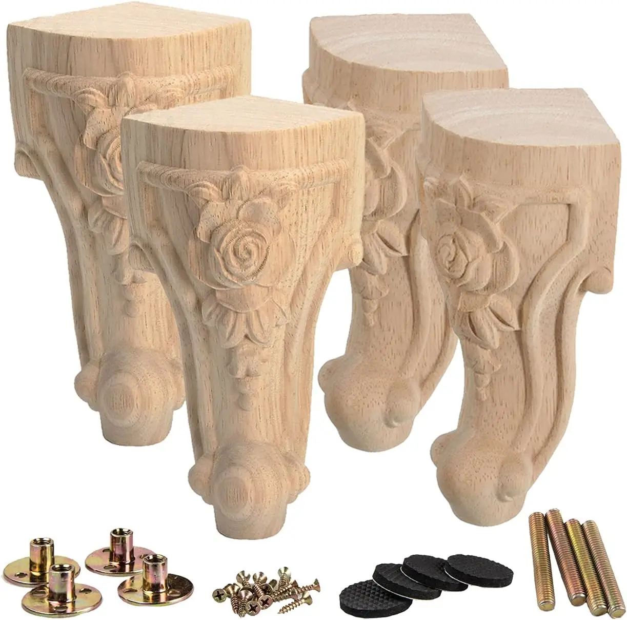 4 Inch Solid Wood Furniture Legs, Set of 4, European Style Carved, for Sofa Cabinet Wardrobe
4 Inch Solid Wood Furniture Legs, Set of 4, European Style Carved, for Sofa Cabinet Wardrobe