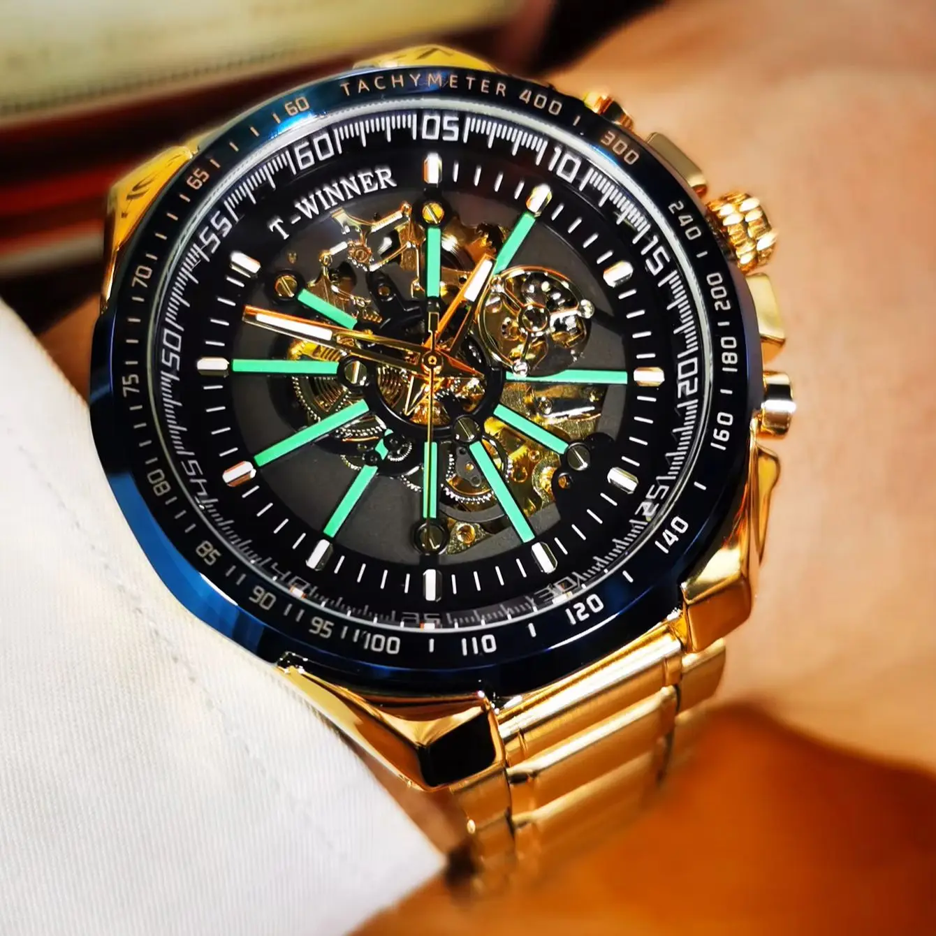 WINNER Sports Gold Mens Watches Top Brand Luxury Skeleton Automatic Mechanical Watch Stainless Steel Strap Fashion Wristwatches
WINNER Sports Gold Mens Watches Top Brand Luxury Skeleton Automatic Mechanical Watch Stainless Steel Strap Fashion Wristwatches