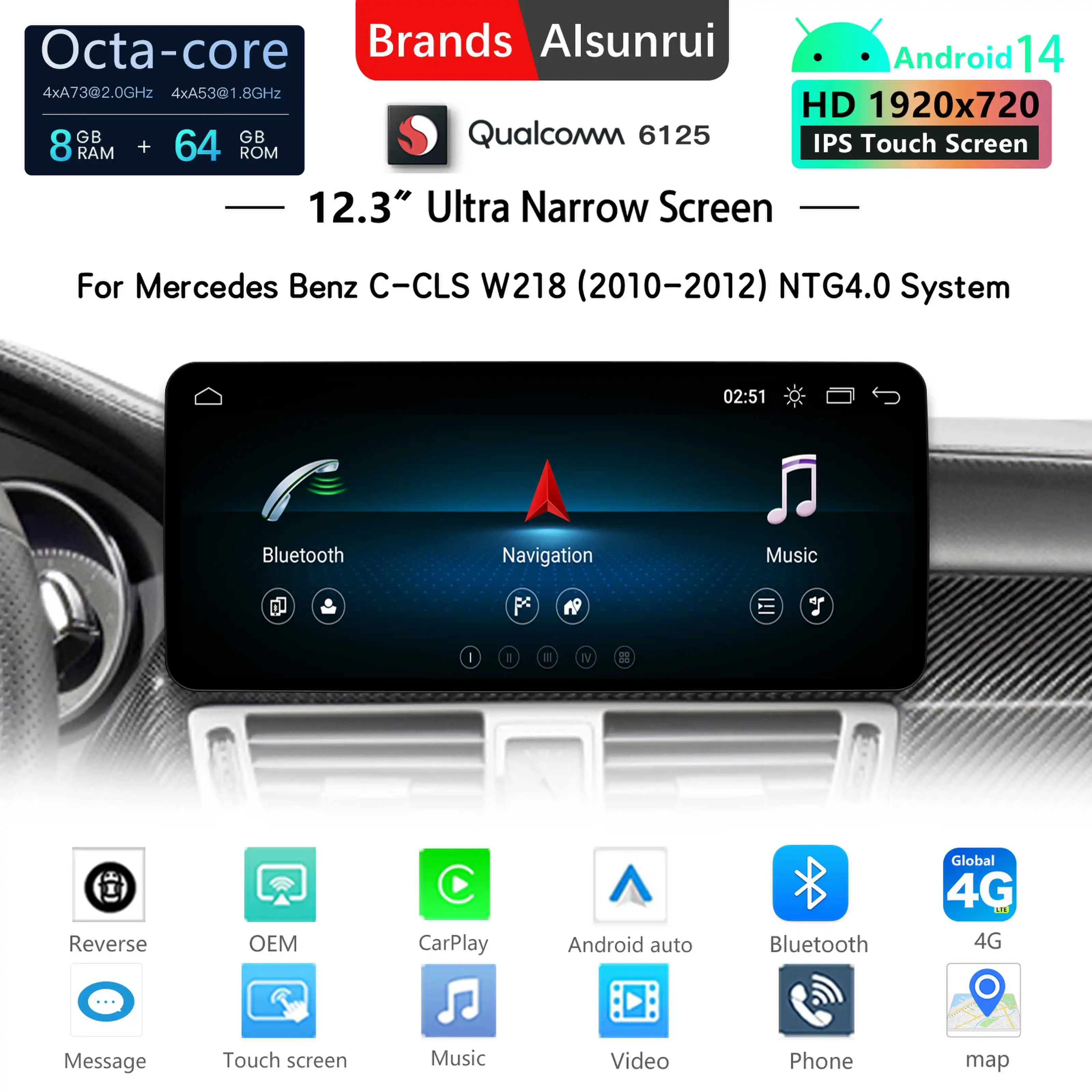 12.3'' 1920*720P Carplay Android 14 Car Radio Screen For Mercedes Benz CLS Class W218 2011-2018 autoradio Multimedia player 4G
12.3'' 1920*720P Carplay Android 14 Car Radio Screen For Mercedes Benz CLS Class W218 2011-2018 autoradio Multimedia player 4G