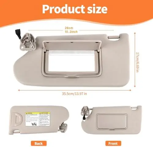 Sun Visor Pair for Altima 2013-2018 - Beige Interior Replacement with Clips, Fits 96401-3TA2A
Sun Visor Pair for Altima 2013-2018 - Beige Interior Replacement with Clips, Fits 96401-3TA2A