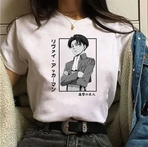 Hot Anime  Levi Ackerman Graphic Printed T Shirt Men Women Summer Fashion Round Neck Short Sleeve Causal Streetwear Tee Top