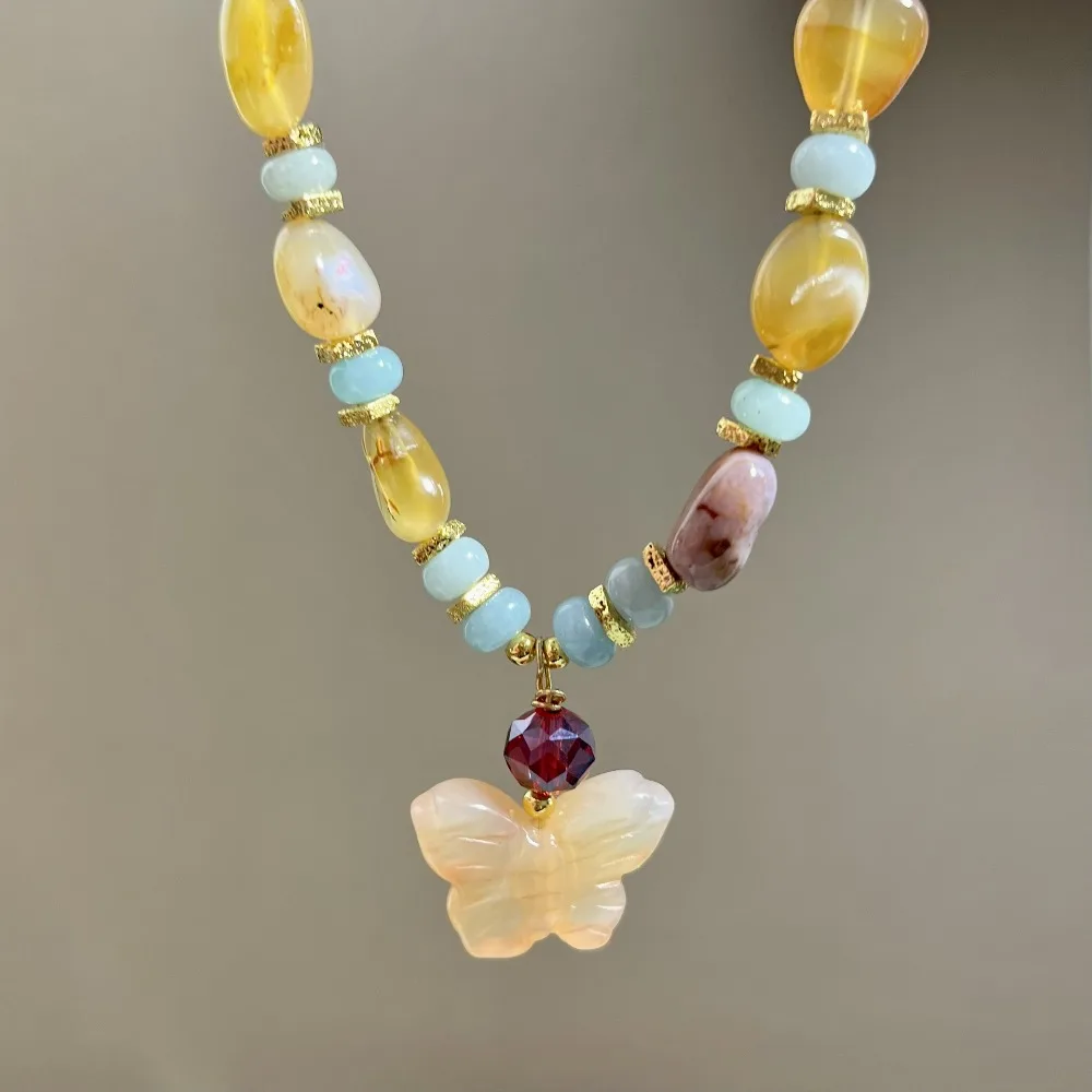 Retro Natural Agate Stone Butterfly Charms Pendant Necklace Bracelet Fishhook Earrings Set Handmade Versatile Natural Stone Bead
Retro Natural Agate Stone Butterfly Charms Pendant Necklace Bracelet Fishhook Earrings Set Handmade Versatile Natural Stone Bead