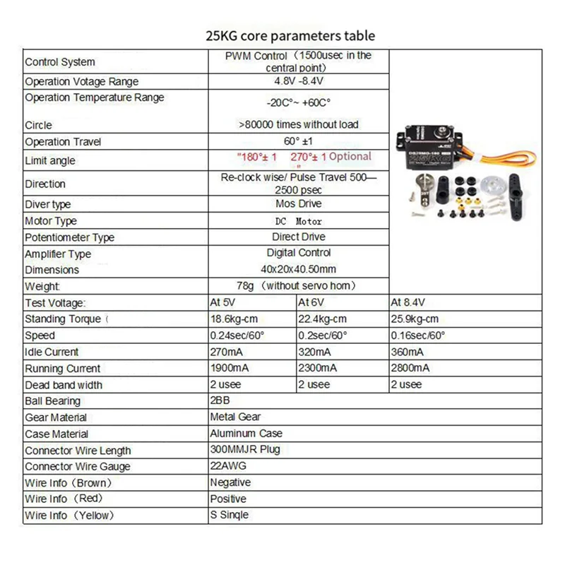 Excellent-25KG Servo Motor Waterproof Digital Servo High Torque Metal Gear Servo For RC Car Robot Mechanical Arms B
Excellent-25KG Servo Motor Waterproof Digital Servo High Torque Metal Gear Servo For RC Car Robot Mechanical Arms B