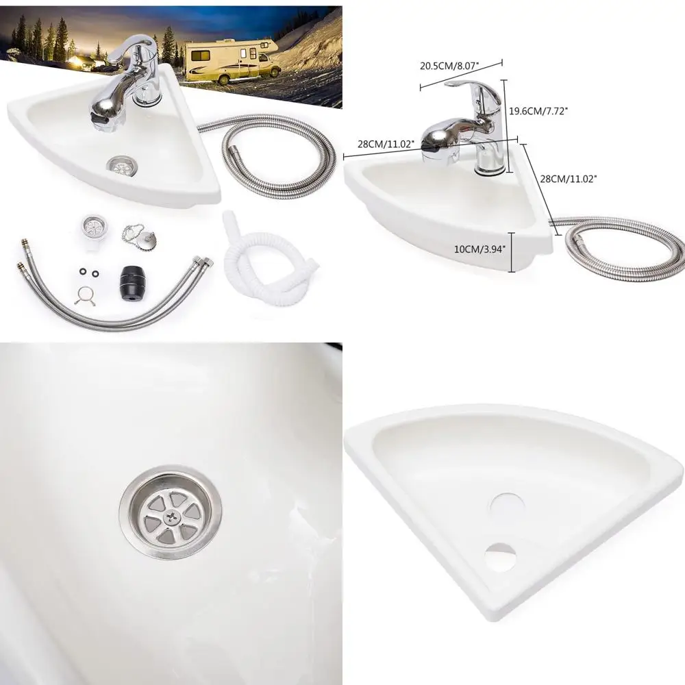White Acrylic Triangle Corner Wall Mount Bathroom Sink with Faucet, Vanity, Single Bowl for Boat, Caravan, RV, Camper Kitchen
White Acrylic Triangle Corner Wall Mount Bathroom Sink with Faucet, Vanity, Single Bowl for Boat, Caravan, RV, Camper Kitchen
