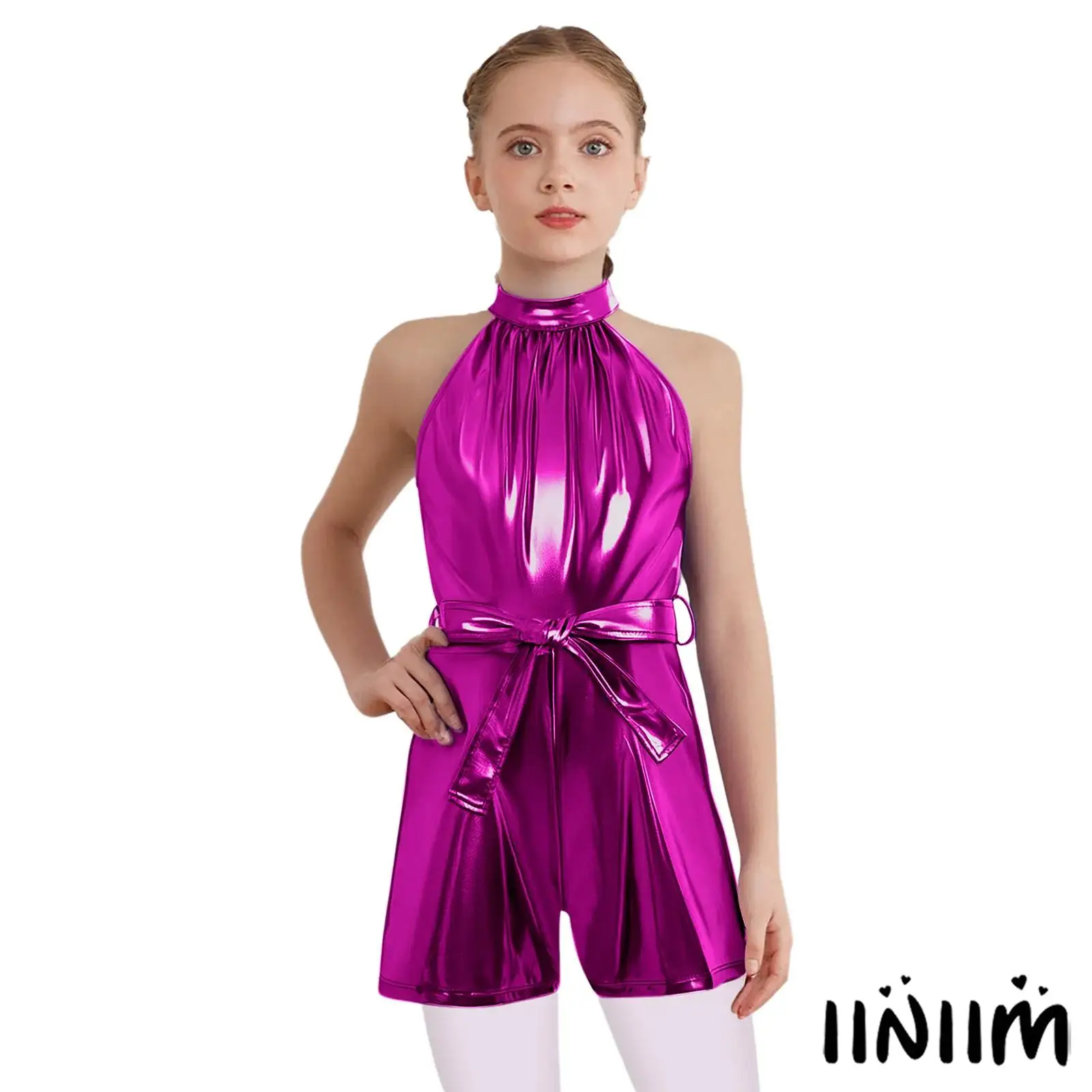 Child Girls Metallic Shiny Jazz Tango Dance Jumpsuits Halter Sleeveless Rompers with Belt for Birthday Party Ballroom Dancewear
Child Girls Metallic Shiny Jazz Tango Dance Jumpsuits Halter Sleeveless Rompers with Belt for Birthday Party Ballroom Dancewear