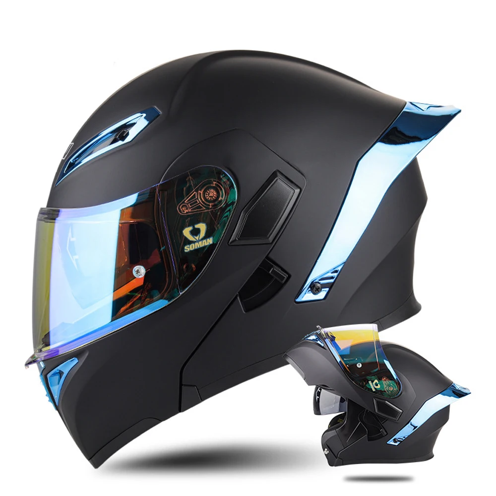 Motorcycle Helmet Matte Black Blue Wear-Resistant Head Protection Anti-Slip Motocross Kask Breathable Racing Flip Up Equipment
Motorcycle Helmet Matte Black Blue Wear-Resistant Head Protection Anti-Slip Motocross Kask Breathable Racing Flip Up Equipment
