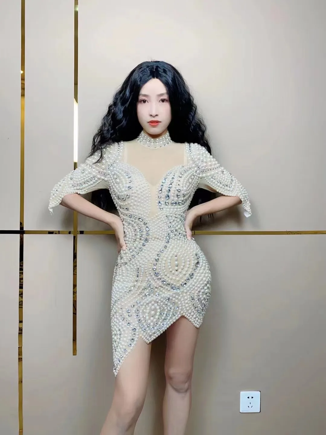 Customized Sexy Gauze Hollow Out Lace Pearl Transparent High Elastic Sequins Tight Dress Birthday Party Dress Performance Dress
Customized Sexy Gauze Hollow Out Lace Pearl Transparent High Elastic Sequins Tight Dress Birthday Party Dress Performance Dress