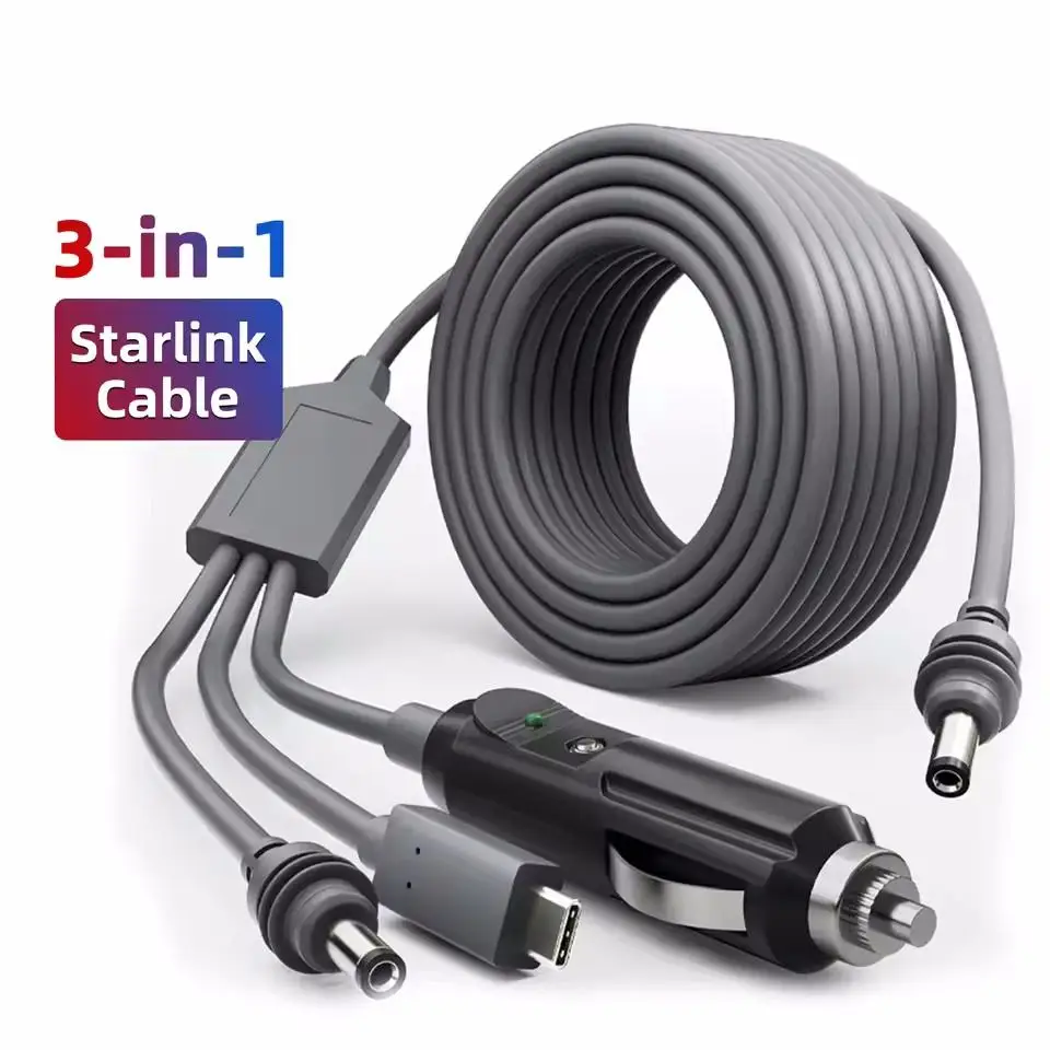 Кабель «три в одном» 18 AWG, подходит для Starlink Mini. USB C 100 Вт/автомобильное зарядное устройство/интерфейс постоянного тока, аксессуары для удлиненного шнура питания, 3 м
Кабель «три в одном» 18 AWG, подходит для Starlink Mini. USB C 100 Вт/автомобильное зарядное устройство/интерфейс постоянного тока, аксессуары для удлиненного шнура питания, 3 м