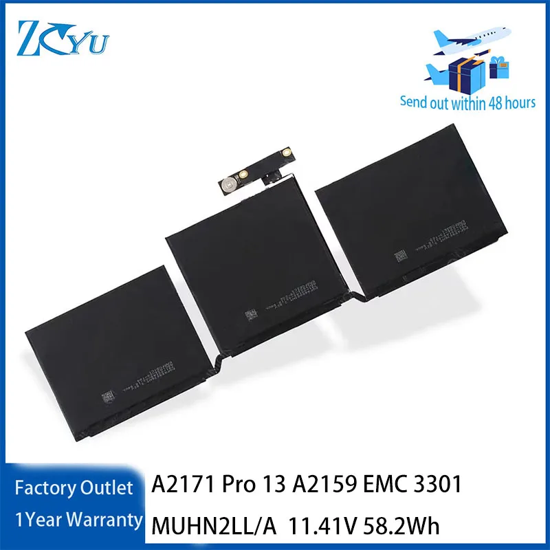A2171 Laptop Battery for Apple MacBook Pro 13 A2159 EMC 3301 MUHN2LL/A etc 11.41V 58.2Wh
A2171 Laptop Battery for Apple MacBook Pro 13 A2159 EMC 3301 MUHN2LL/A etc 11.41V 58.2Wh