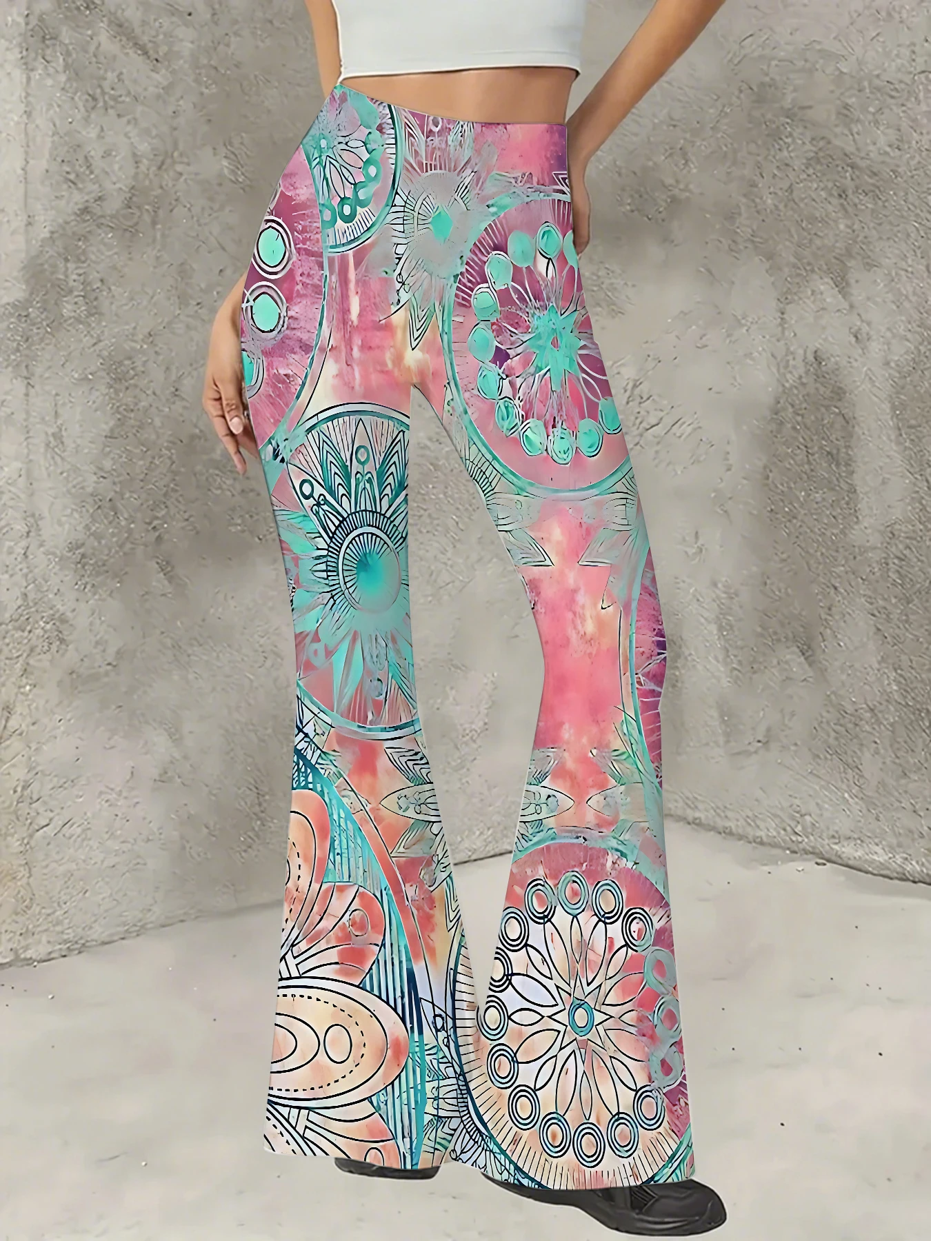 Women's Print Flare Pants Casual High Waist Knit Bell Bottom Trousers Boho
Women's Print Flare Pants Casual High Waist Knit Bell Bottom Trousers Boho