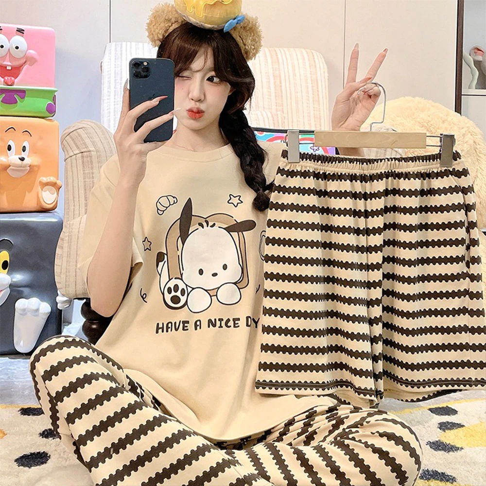 Комплект из 3 предметов: милые женские пижамы Kawaii Pochacco Hello Kitty, хлопковые, мягкие, удобные, в полоску, в стиле Y2K, для отдыха, летние, для девочек, домашняя одежда
Комплект из 3 предметов: милые женские пижамы Kawaii Pochacco Hello Kitty, хлопковые, мягкие, удобные, в полоску, в стиле Y2K, для отдыха, летние, для девочек, домашняя одежда