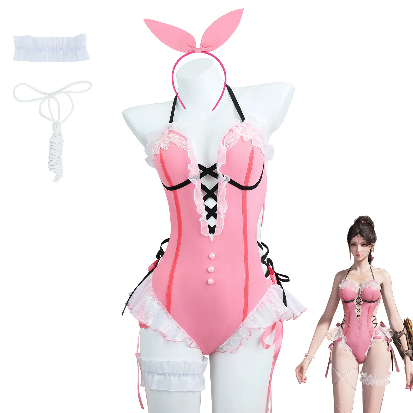 Cosplay Costume Of Shen Miao From "Yongjiao Wu Jian" In A Swimsuit, Cute, Sweet And Sexy Summer Swimsuit Cosplay Outfit.
Cosplay Costume Of Shen Miao From "Yongjiao Wu Jian" In A Swimsuit, Cute, Sweet And Sexy Summer Swimsuit Cosplay Outfit.