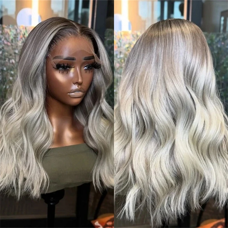 Ombre Cool White Blonde Synthetic Lace Front Wig Natural Body Wave Wig Preplucked Hairline with Baby Hair For Women Daily Party
Ombre Cool White Blonde Synthetic Lace Front Wig Natural Body Wave Wig Preplucked Hairline with Baby Hair For Women Daily Party