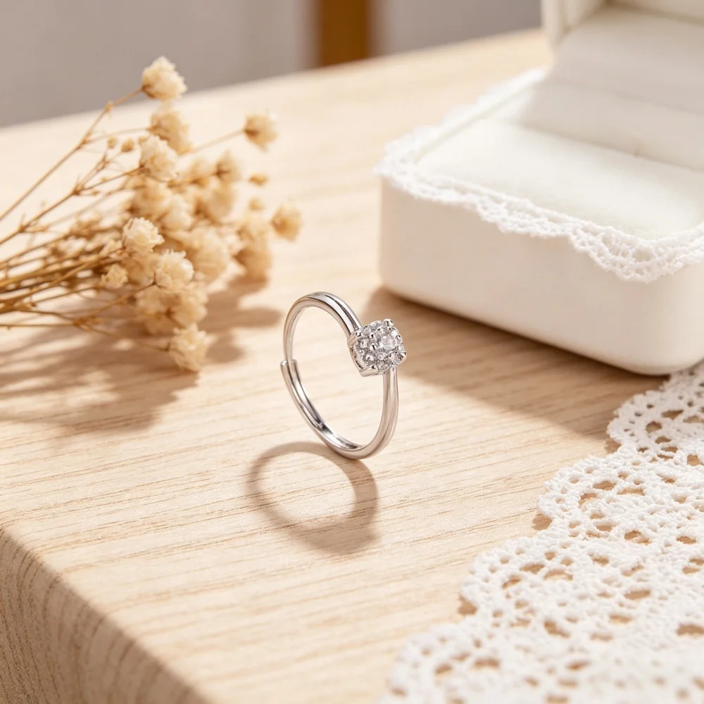 925 Sterling Silver Adjustable Open Ring Round Cluster Cubic Zirconia Promise Ring Dainty Wedding Engagement Jewelry for Women
925 Sterling Silver Adjustable Open Ring Round Cluster Cubic Zirconia Promise Ring Dainty Wedding Engagement Jewelry for Women