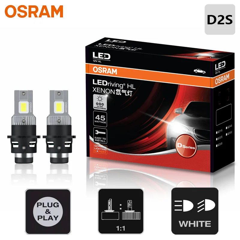 OSRAM LED D2S Car Headlight LEDriving XENON HID Lamp 45W 12/24V 6000K White Canbus Original LED Bulbs 166240CW Replace D2S Xenon
OSRAM LED D2S Car Headlight LEDriving XENON HID Lamp 45W 12/24V 6000K White Canbus Original LED Bulbs 166240CW Replace D2S Xenon