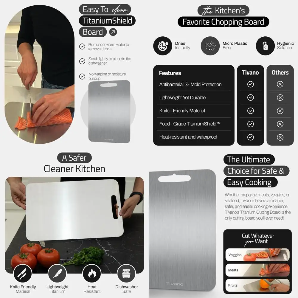 12x8 Inch TitaniumShield Pro Metal Cutting Board | Durable, Dishwasher Safe, Heat Resistant, Odorless, Stain-Free, Knife Friendl
12x8 Inch TitaniumShield Pro Metal Cutting Board | Durable, Dishwasher Safe, Heat Resistant, Odorless, Stain-Free, Knife Friendl