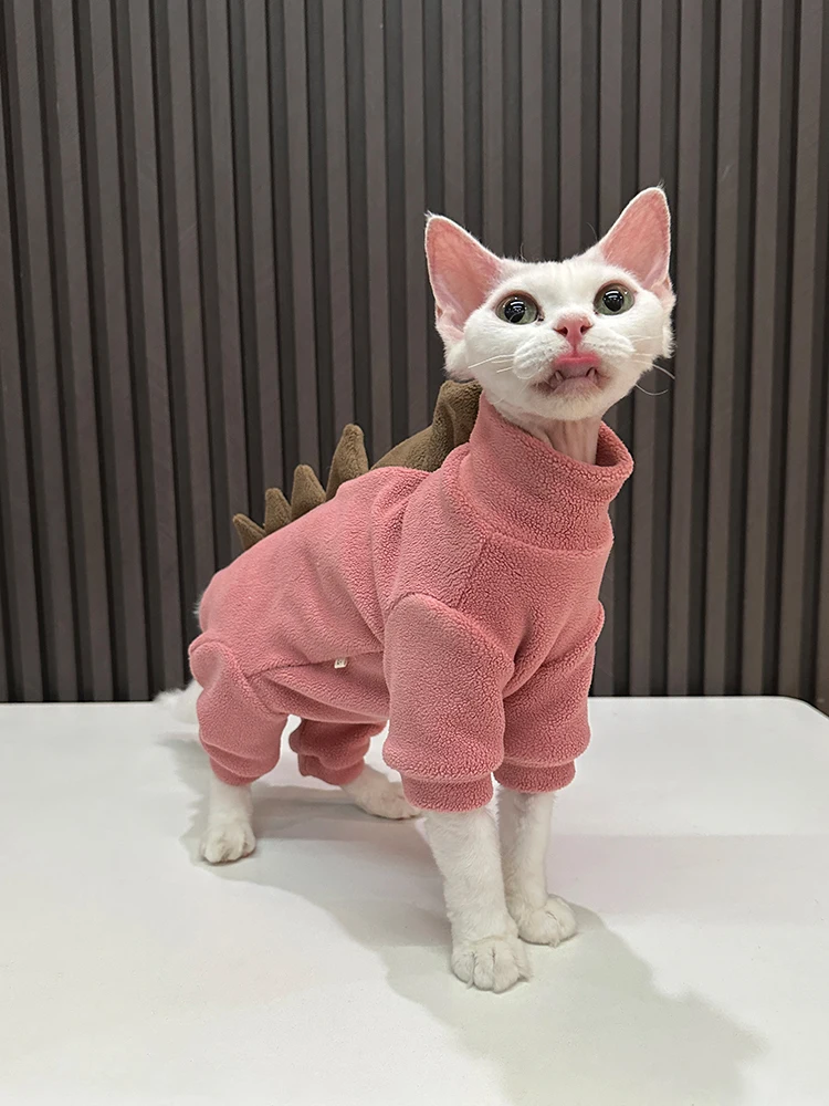 Новинка, одежда для кошек Sphynx, пальто в форме мультяшного динозавра для кошек Devon, зимняя мягкая темно-розовая толстовка с длинными рукавами для котят
Новинка, одежда для кошек Sphynx, пальто в форме мультяшного динозавра для кошек Devon, зимняя мягкая темно-розовая толстовка с длинными рукавами для котят