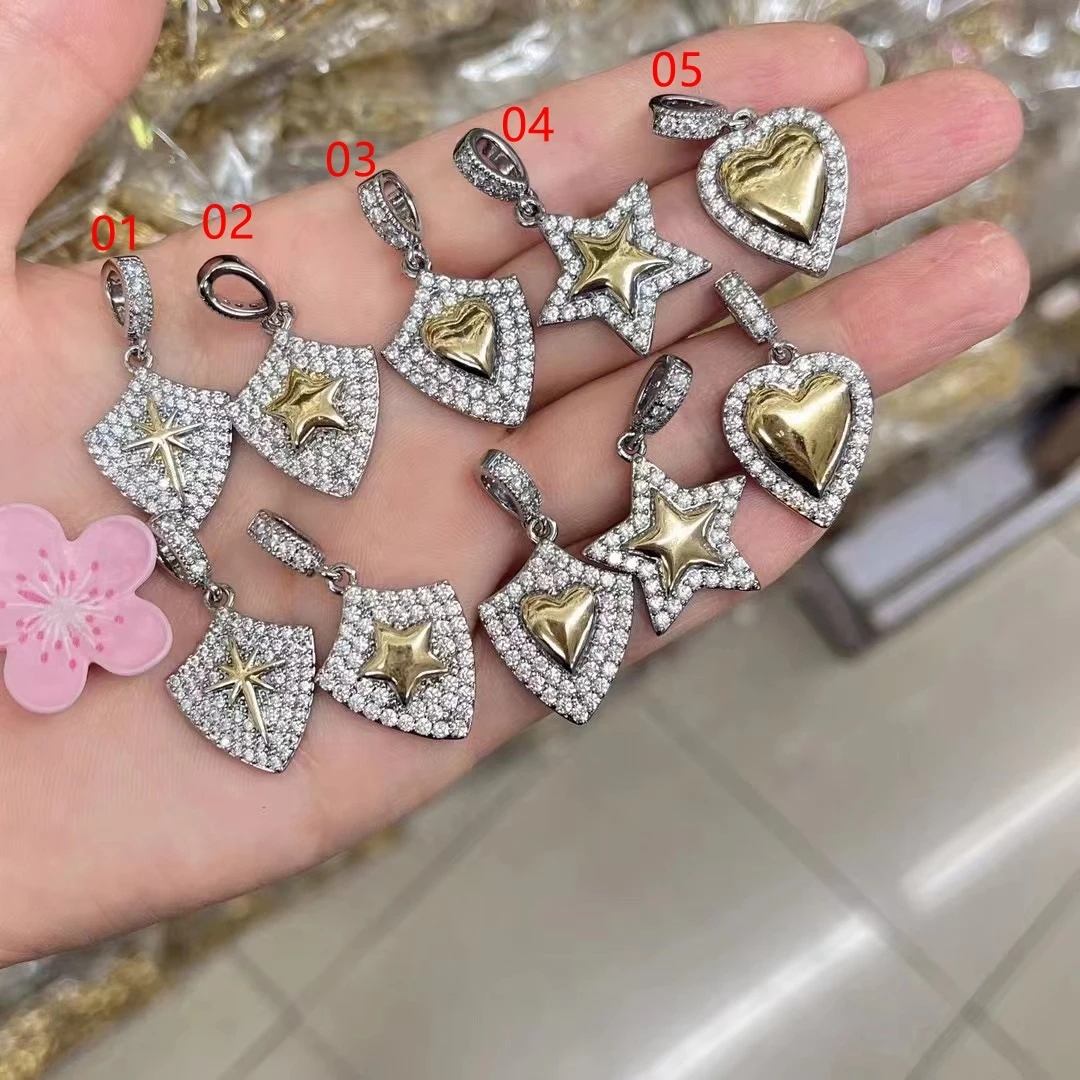 10pcs, Trendy Zircon Heart/Star Gold Silver Color Necklace Pendant For Women Jewelry Making Collar Charms Pendants Supplies
10pcs, Trendy Zircon Heart/Star Gold Silver Color Necklace Pendant For Women Jewelry Making Collar Charms Pendants Supplies